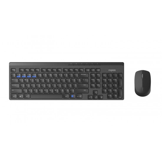 Wireless Keyboard Set RAPOO 8100M Multi mode, Bluetooth &2.4Ghz, Black