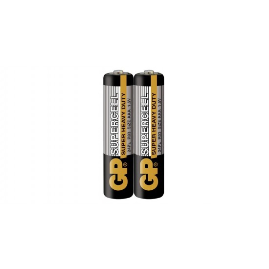 Цинк карбонова батерия GP SUPERCELL R03, AAA, 2 бр. shrink, 1.5V Zinc carbonic zinc battery GP SUPERCELL R03 AAA 2 pcs. shrink 1.5V
