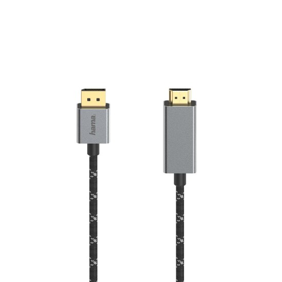 Hama Video Cable, DisplayPort Plug - HDMI&trade; Plug, Ultra-HD 4K@60 Hz, Alu, 1.50 m