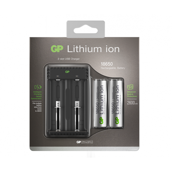 Charger GP L211 + 2 * battteries CR18650
