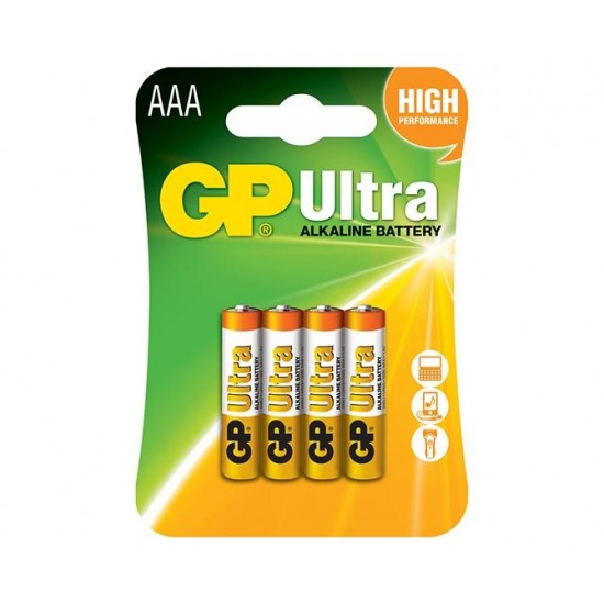 Алкална батерия GP ULTRA LR03 AAA /4 бр. в опаковка/ блистер 1.5V GP,GP24AU GP Alkaline battery LR-03 /4 pcs./ 1.5V GP