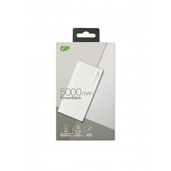Външна батерия GP GPB05 , 5000 mAh, Бялa External battery GP GPB05, 5000 mAh, White
