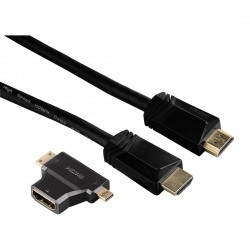 Кабел HAMA 122227 HDMI мъжко - HDMI мъжко + HDMI адаптер(mini / micro), 1.5 м, 3 звезди