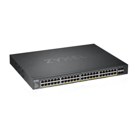 Суич ZYXEL XGS1930-52HP, 52 портов управляем L3, 48x Gigabit, 4x SFP+ порта, PoE ports Switch ZYXEL XGS1930-52HP, 52 Ports smart managed L3, 48x Gigabit, 4x SFP+ port, PoE ports