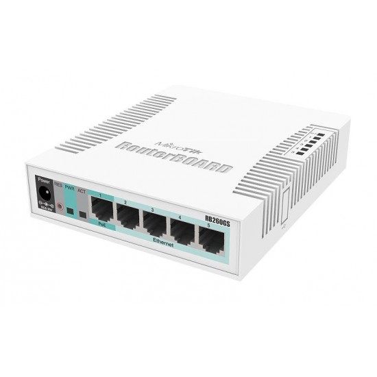 Switch Cloud Smart MikroTik 260GS, 5-port 10/10/1000+1xSFP + cages