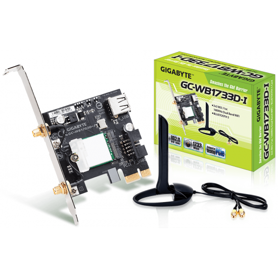 Wireless PCI Express adapter Gigabyte GC-WB1733D-I, 2x2 802.11ac 160MHz, Bluetooth 5.0