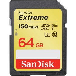 Карта памет SANDISK Extreme SDXC, 64GB, UHS-I, Class 10, U3, V30, 150 Mb/s