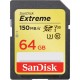 Карта памет SANDISK Extreme SDXC, 64GB, UHS-I, Class 10, U3, V30, 150 Mb/s