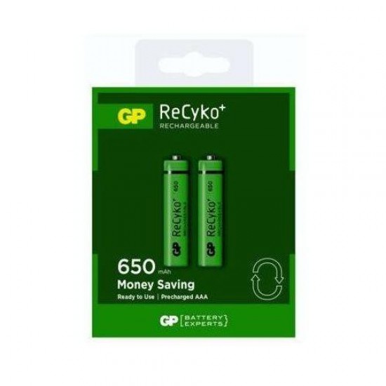 Rechargeable Battery GP R03 AAA 650mAh NiMH 65AAAHCE-2GBE2, 2 pc in blister