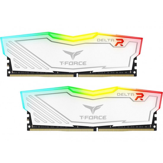 Памет Team Group T-Force Delta RGB White, DDR4, 32GB (2x16GB), 3600MHz, CL18-22-22-42, 1.35V Memory Team Group T-Force Delta RGB White DDR4 - 32GB (2x16GB) 3600MHz CL18-22-22-42 1.35V