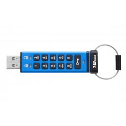 USB памет KINGSTON DataTraveler 2000, 16GB, USB 3.1, хардуерно криптиране, Син