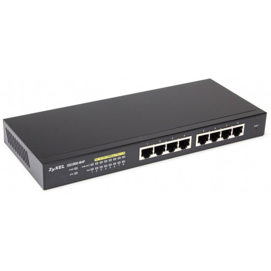 Switch ZYXEL GS1900-8HP-V2, 8 Ports Managed, PoE, Gigabit