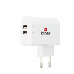 Зарядно SKROSS 2800111, 100-240V, 2 x USB, 3.4 A, Бял