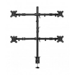 Стойка Ewent EW1514,  за 4 монитора за бюро, Регулируема, 2", 20 кг, Бюро, Черна
