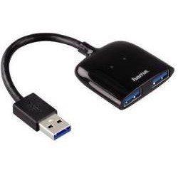 USB хъб HAMA "Мобилен", USB 3.0, 1:2, черен