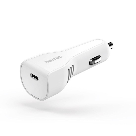 Hama Car Charger, USB Type-C Port, Power Delivery (PD), 3A, 27W, white