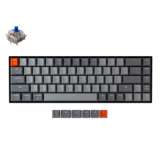 Mechanical Keyboard Keychron K6 Hot-Swappable 65% Gateron Blue Switch White LED Gateron Blue Switch ABS