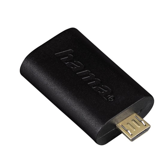 Адаптер OTG HAMA 54514, USB 2.0 micro B мъжко - A женско, Черен USB 2.0 OTG Adapter HAMA 54514, micro B plug - A socket, Black