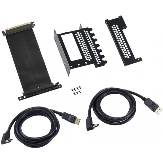 CableMod CM-VPB-2DK-R &ndash; Universal Vertical GPU Bracket with 200mm Flat Line Pci-E X16 Riser Cable Kit + 2x DisplayPort