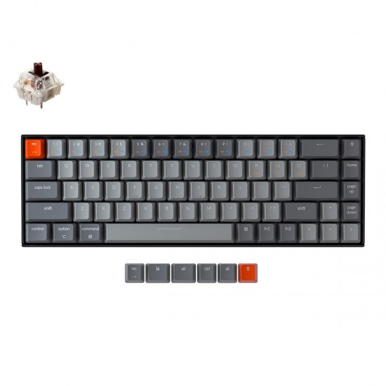 Mechanical Keyboard Keychron K6 Hot-Swappable 65% Gateron Brown Switch White LED Gateron Brown Switch ABS