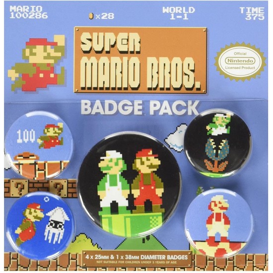 Pyramid International - Nintendo - Super Mario Bros. (Retro) Badge Pack