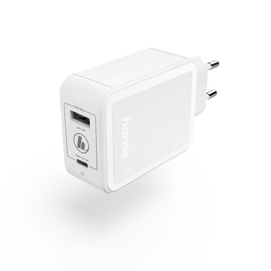 Hama Charger, USB-C, Power Delivery (PD) / Qualcomm&reg; + USB-A, 42 W, white