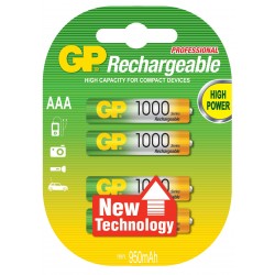 Акумулаторна Батерия GP R03 AAA 1000mAh NiMH 3+1 бр. в опаковка GP