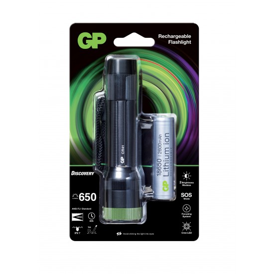 Фенер акумулаторен CR41 LED 600 лумена CREE Discovery Outdoor GP Torch RECHARGEABLE GP BATTERIES Discovery LED CR41 600 lumens