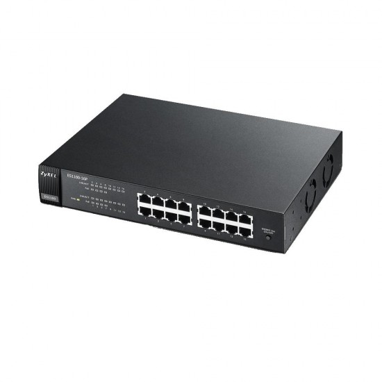 Суич ZYXEL ЕS1100-16P, 16 PoE порта, 10/100Mbp Switch ZYXEL ES1100-16P, 16 PoE ports, 10/100Mbps