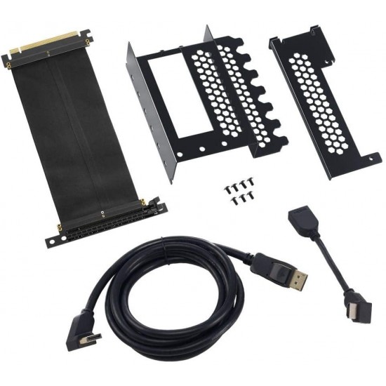 CableMod CM-VPB-2DK-R &ndash; Universal Vertical GPU Bracket with 200mm Flat Line Pci-E X16 Riser Cable Kit + 1x DisplayPort, 1x HDMI