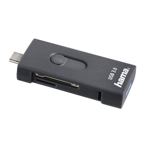 Card Reader HAMA 124145, USB 3.1 Type-C, USB 3.0 Type A, Grey