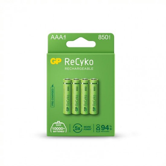 Rechargeable Battery GP R03 AAA 850mAh NiMH 85AAAHCE-EB4 RECYKO , 4 pc in blister