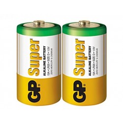 Алкална батерия GP SUPER LR20, 2 бр. в опаковка / shrink, 1.5V