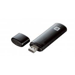 Безжичен Wireless адаптер D-Link DWA-182, Dual band MU-MIMO, AC 1200, 2.4/ 5GHz, USB 3.0, Черен
