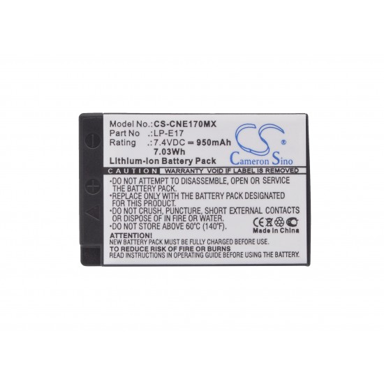 Camera Battery for CS-CNE170MX  CANON LPE17  7.4V  950mA Cameron Sino