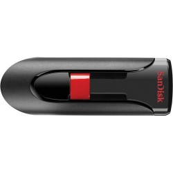 USB памет SanDisk Cruzer Glide, 64GB, USB 2.0, Черен-Червен