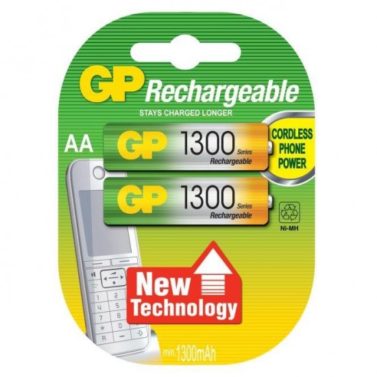 Rechargeable battery GP R6 AA  130AAHC-UC2 1300mAh NiMH 2pc in blister GP