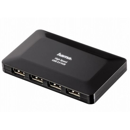 USB Hub with power supply unit НАМА, USB 2.0, 1:4, Black