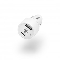 Зарядно за кола HAMA, USB Type-C + USB-A, Power Delivery (PD), 42W, Бял