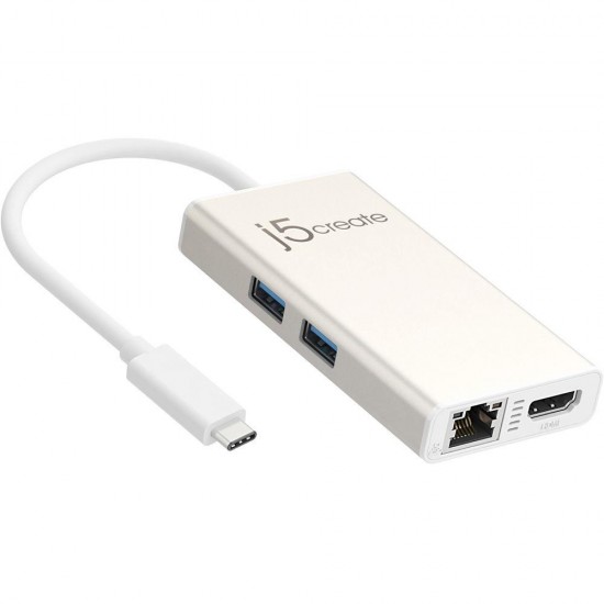 Multiport Adapter USB-C j5create - HDMI/ Ethernet/ USB 3.0 HUB/PD 2.0m white