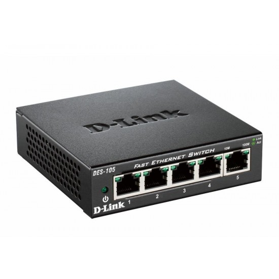 Switch D-Link DES-105/E 5-port 10/100 Metal Housing Desktop Switch