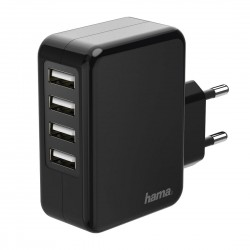 Зарядно 220V HAMA, с 4 USB порта, 4.8 A, Черно
