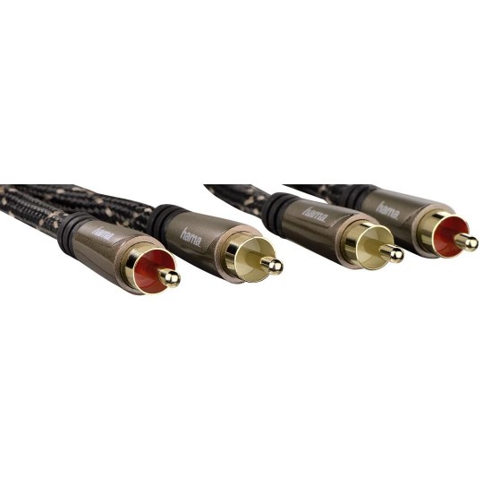 Audio Cable HAMA 122293, 2 RCA plugs - 2 RCA plugs, gold-plated, metal,  3 m