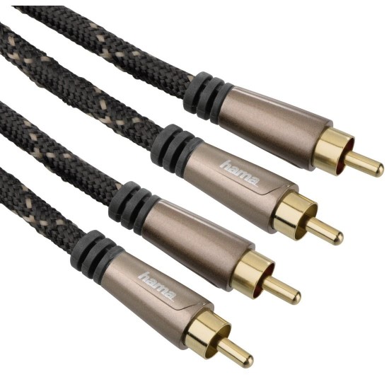 Audio Cable HAMA 122292, 2 RCA plugs - 2 RCA plugs, gold-plated, metal,  1,5 m