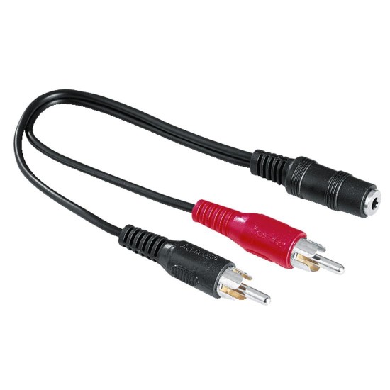 Audio Adapter  HAMA 43254, 2 RCA Male Plugs - 3.5 mm Female Jack Stereo, 0,1 m