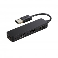4-портов хъб USB 2.0 HAMA Slim, 4 x  USB-A, Bus-Powered, Черен