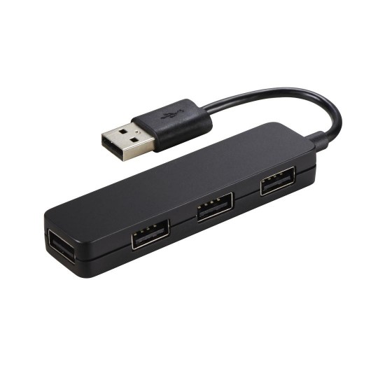 Hama "Slim" 1:4 USB 2.0 Hub, Bus-Powered, black