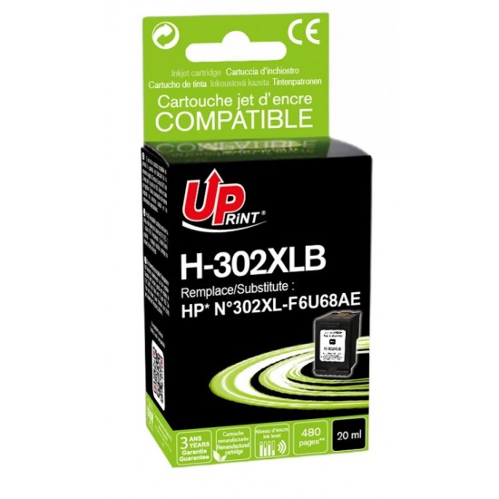 Ink cartridge UPRINT F6U68AE-N&deg;302XL HP, Black