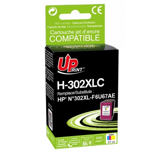 Ink cartridge UPRINT F6U67AE-N&deg;302XL HP, Colors