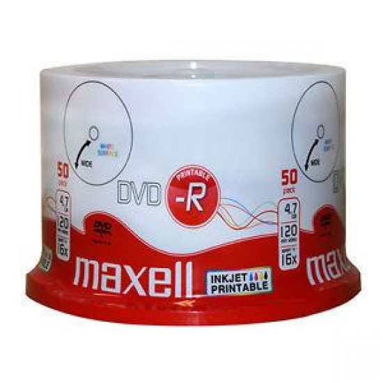 DVD-R MAXELL, 4,7 GB, 16x, Printable, 50 pk cake box DVD-R MAXELL, 4,7 GB, 16x, Printable, 50 pk cake box